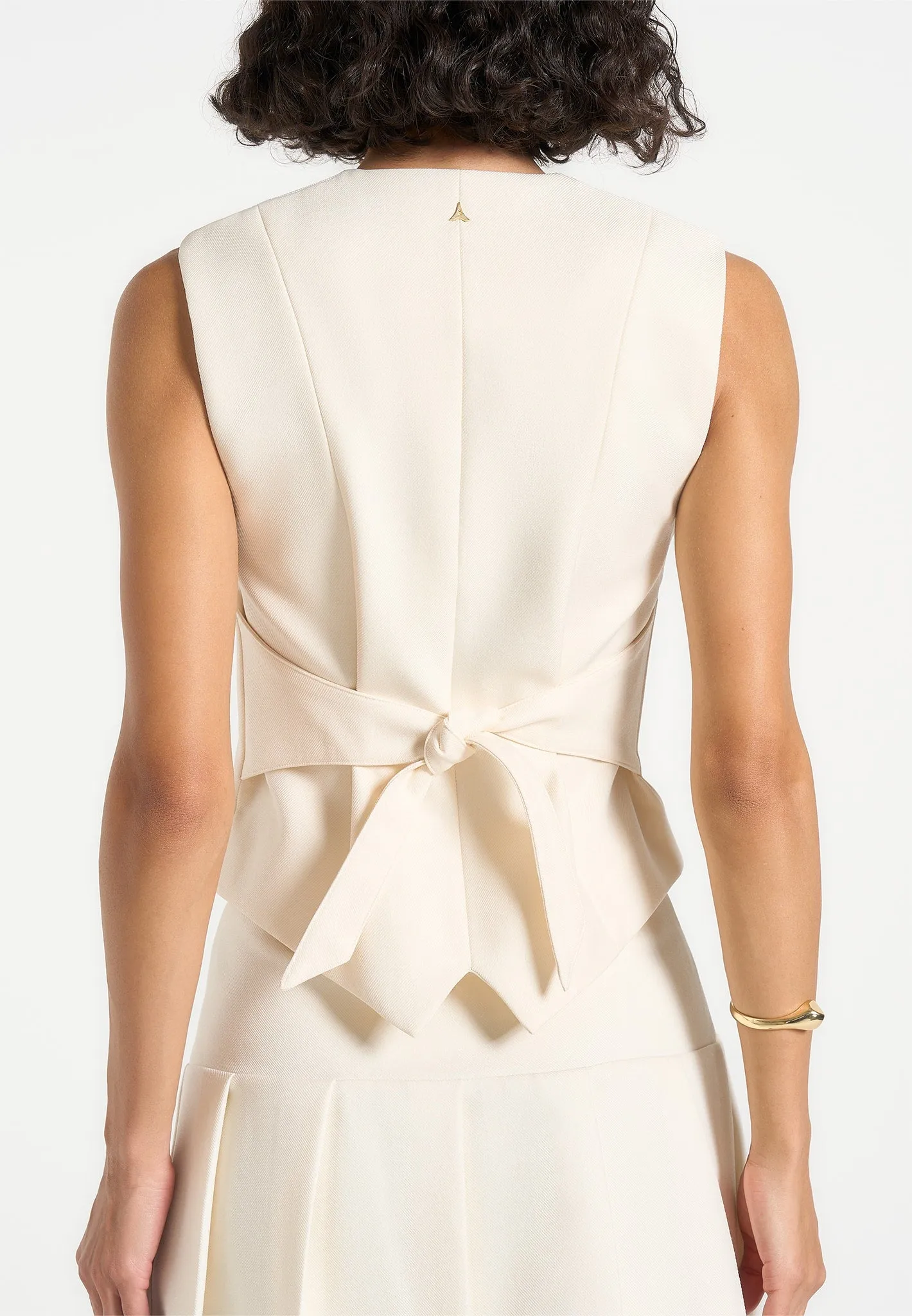 Christine - Tailored Cinch Waistcoat - Cream sold by Maniere De Voir product image thumbnail 3