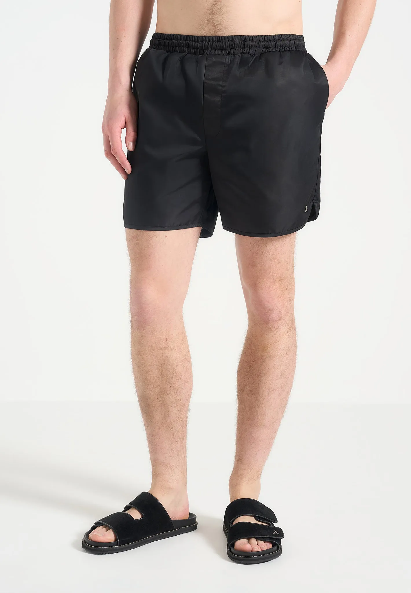 Yvon - Polished Nylon Swim Shorts - Black sold by Maniere De Voir