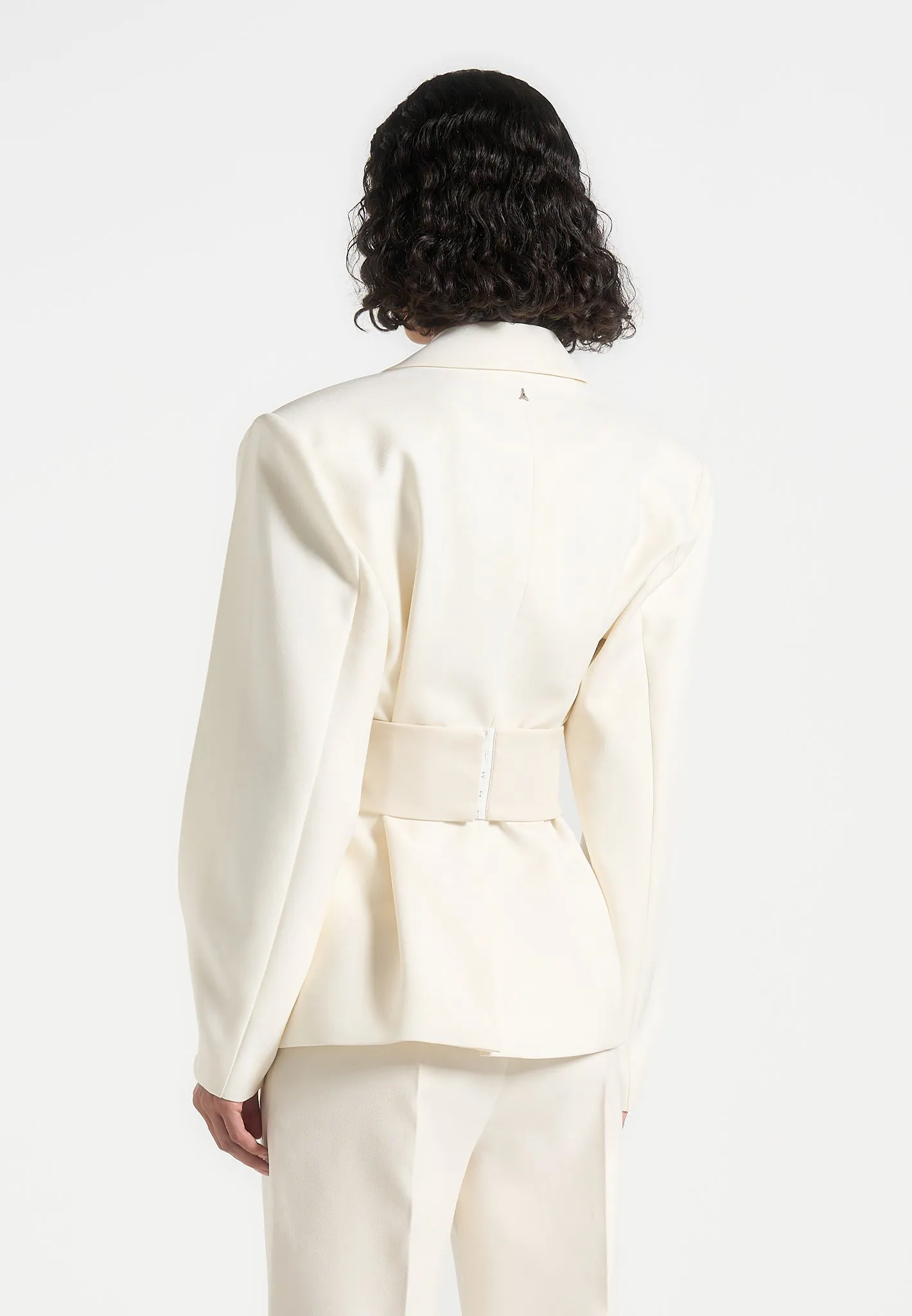 Marie - Twist Sleeve Tailored Blazer with Belt - Cream sold by Maniere De Voir product image thumbnail 5