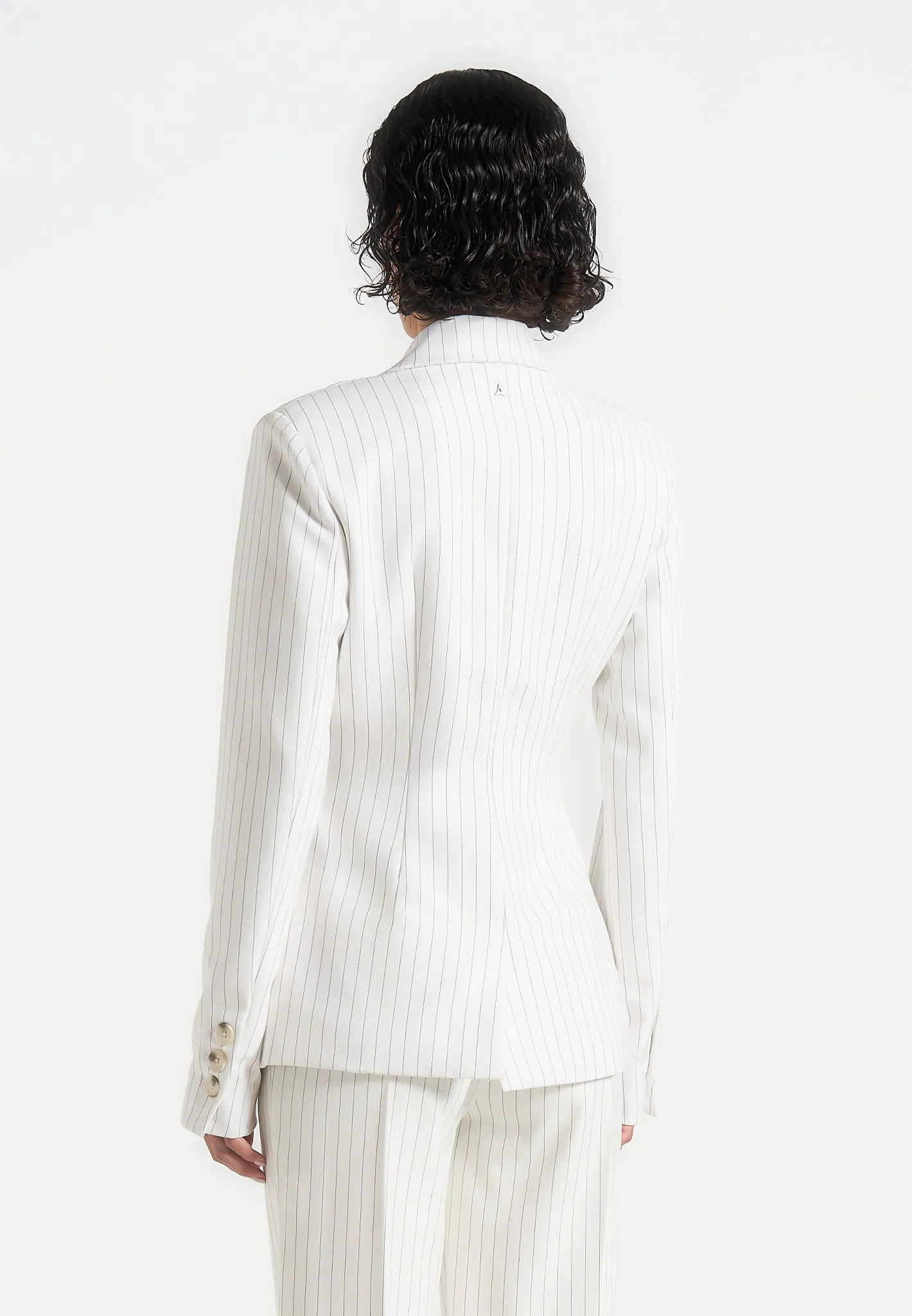 Maia - Pinstripe Double Breasted Blazer - White sold by Maniere De Voir product image thumbnail 5