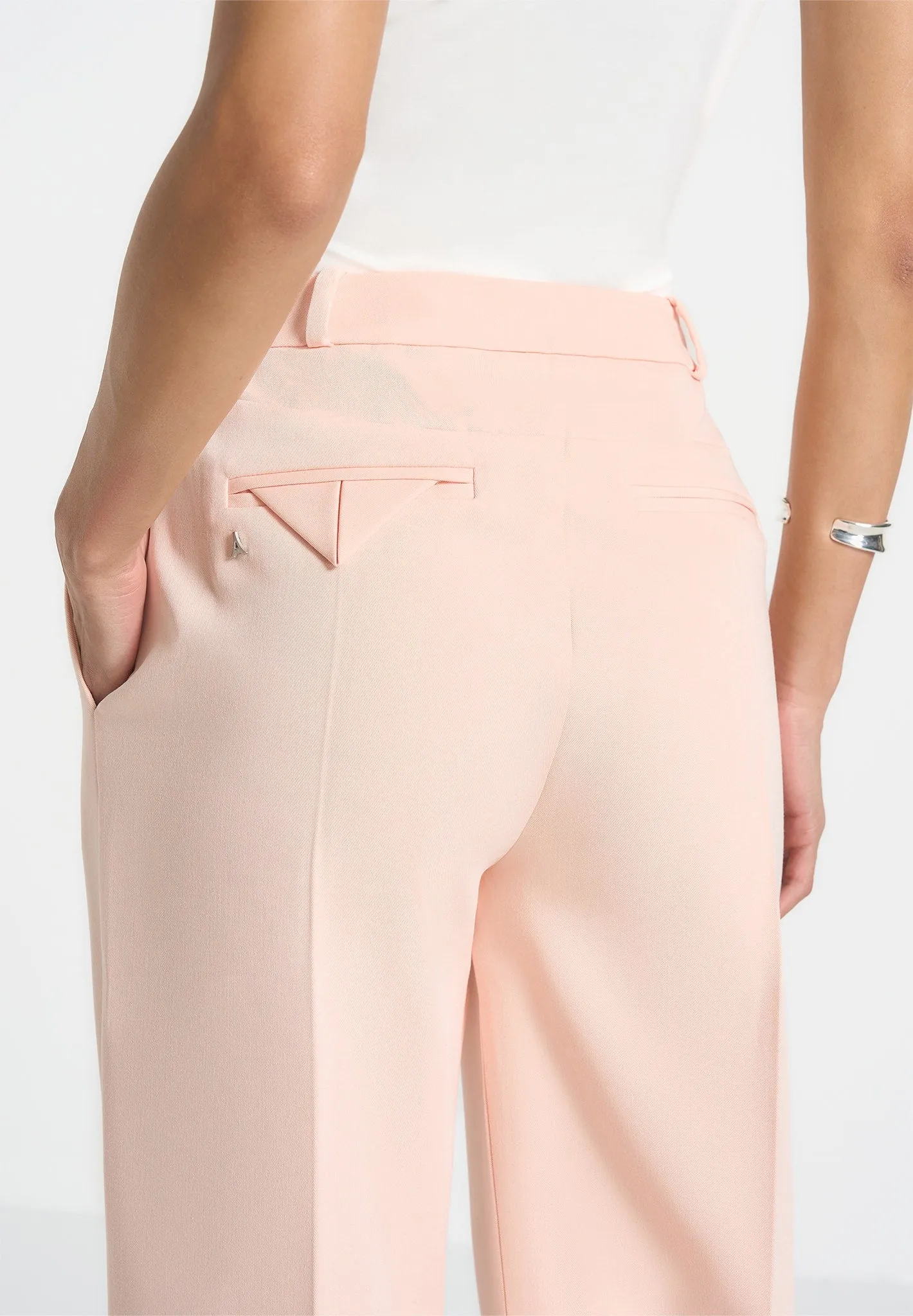 Julie - Tailored Twin Pleat Trousers - Peach sold by Maniere De Voir product image thumbnail 3