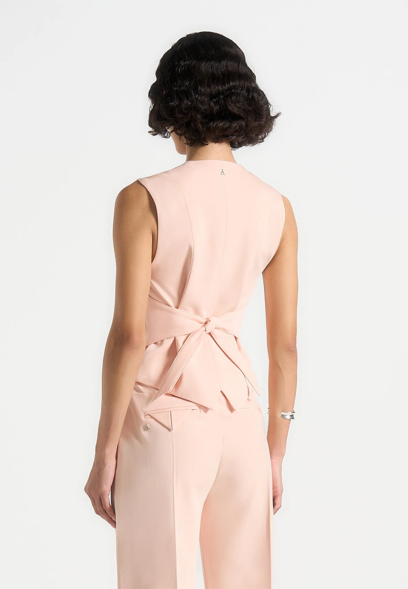 Christine - Tailored Cinch Waistcoat - Peach sold by Maniere De Voir product image thumbnail 5