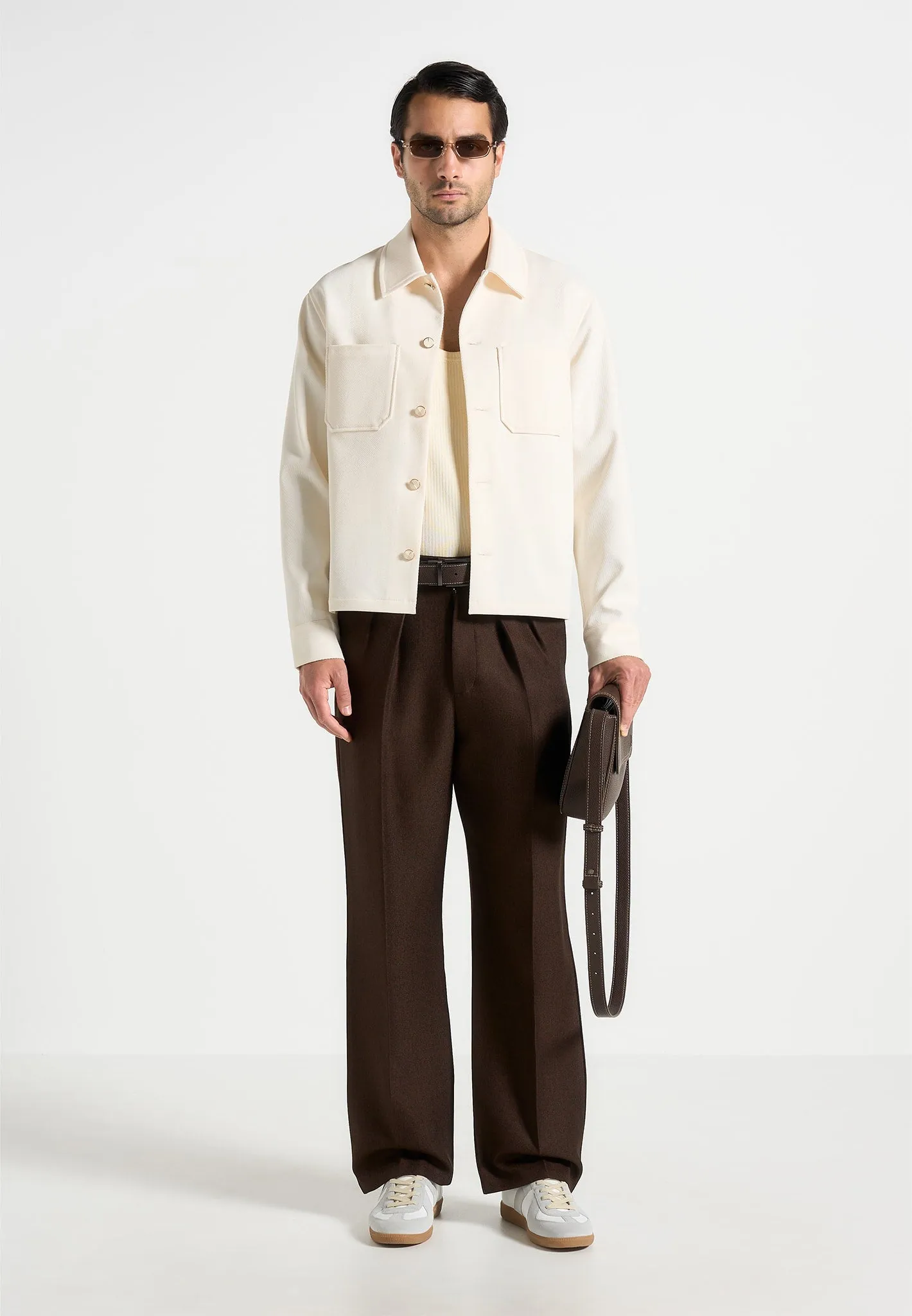 Benoit - Twill Pocket Cropped Shirt - Cream sold by Maniere De Voir product image thumbnail 2