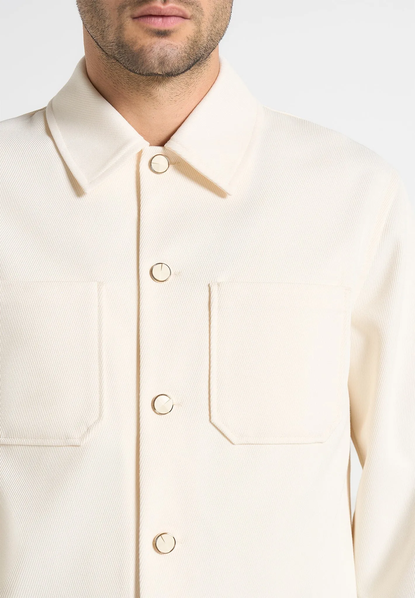 Benoit - Twill Pocket Cropped Shirt - Cream sold by Maniere De Voir product image thumbnail 3