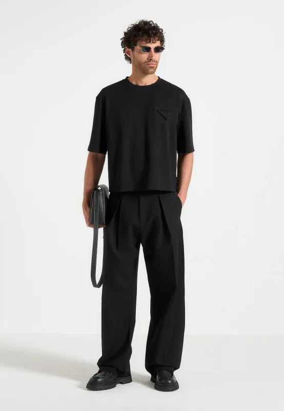 Leo - Box Pleat Wide Leg Trousers - Black sold by Maniere De Voir