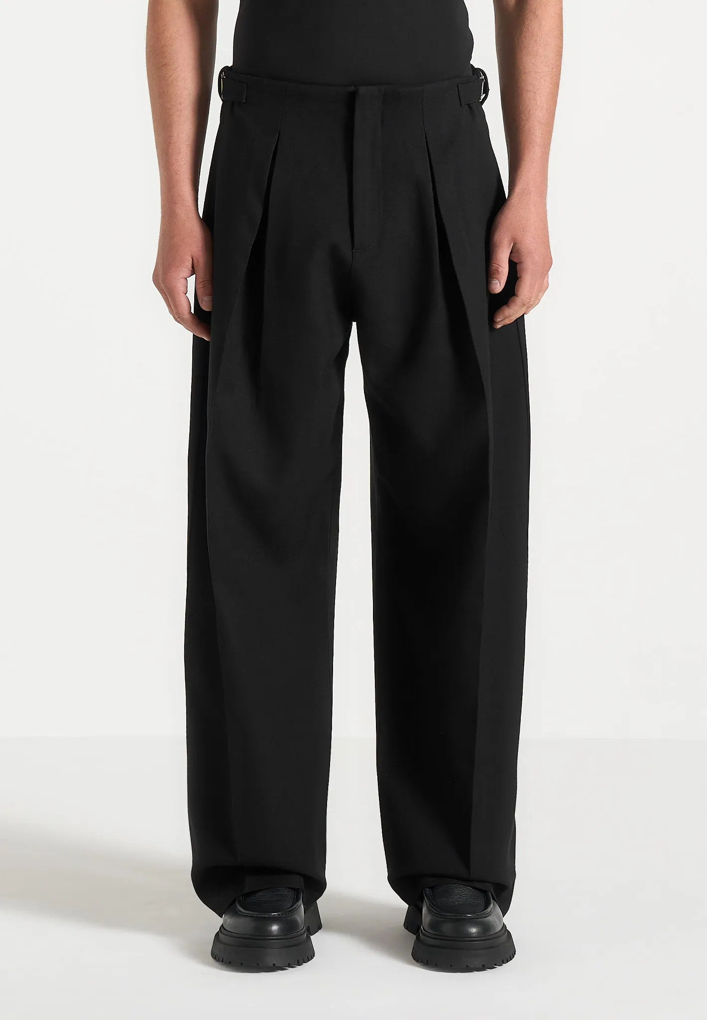 Leo - Box Pleat Wide Leg Trousers - Black sold by Maniere De Voir product image thumbnail 4