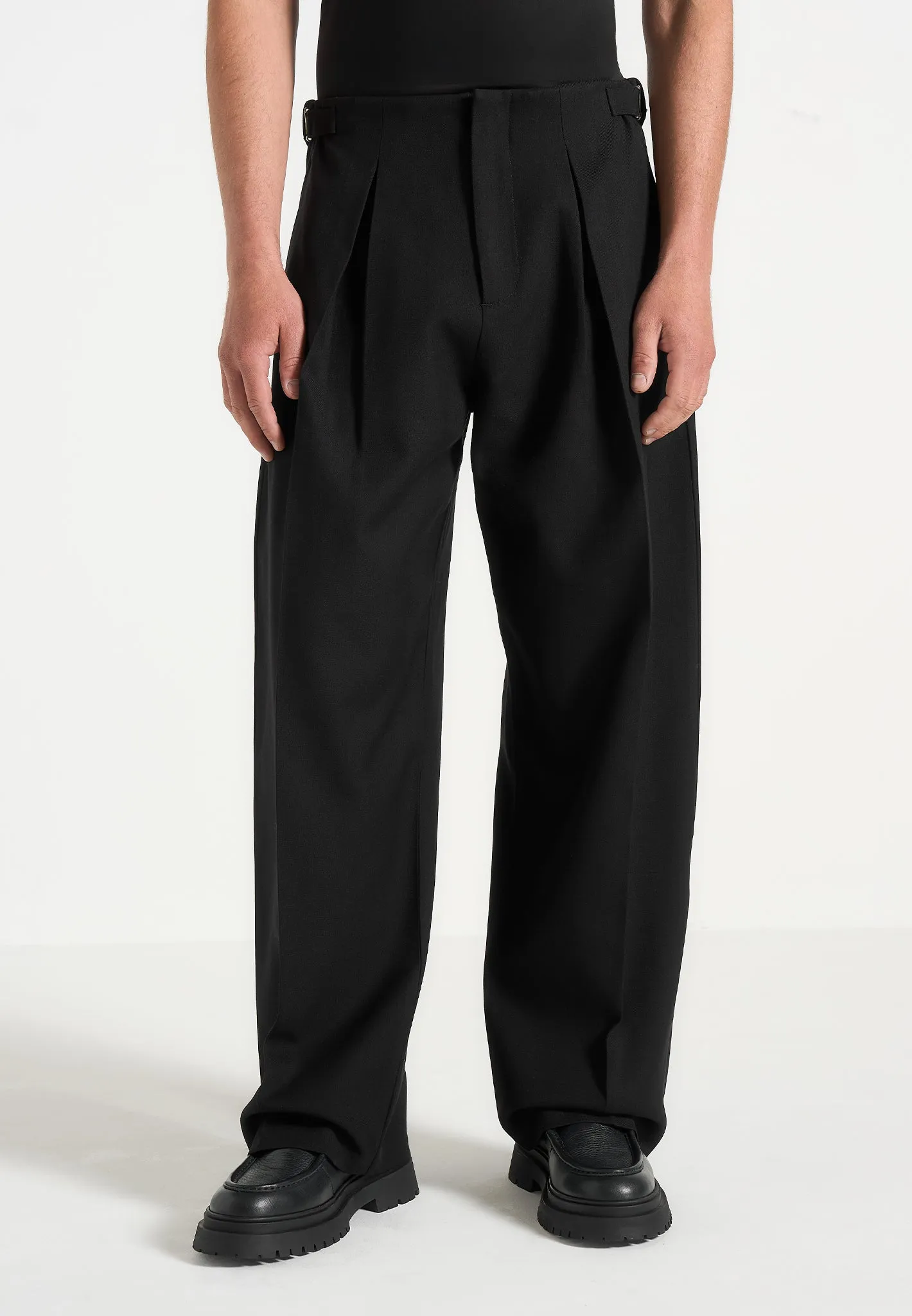 Leo - Box Pleat Wide Leg Trousers - Black sold by Maniere De Voir product image thumbnail 2