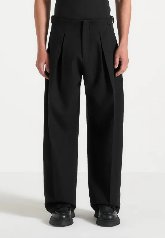 Lior - Box Pleat Wide Leg Trousers - Black sold by Maniere De Voir