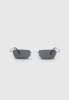 Sacha - Rectangular Frameless Sunglasses - Silver sold by Maniere De Voir