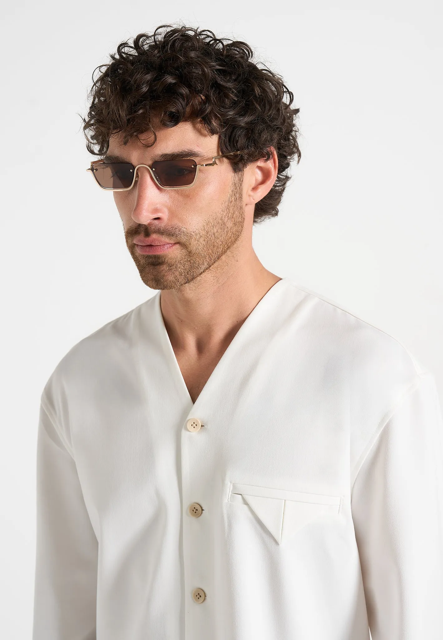 Sacha - Rectangular Frameless Sunglasses - Gold sold by Maniere De Voir product image thumbnail 2