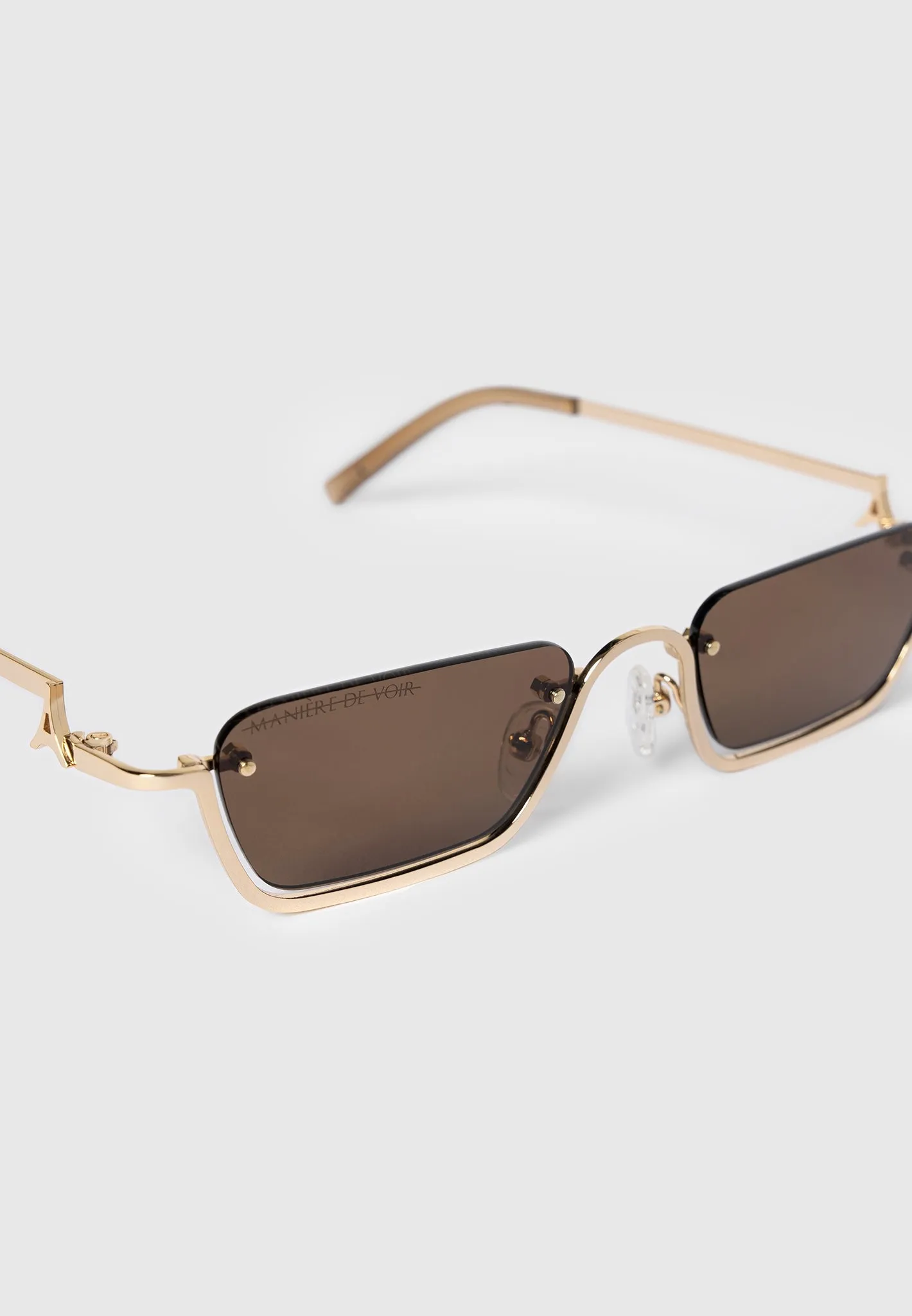 Sacha - Rectangular Frameless Sunglasses - Gold sold by Maniere De Voir product image thumbnail 4