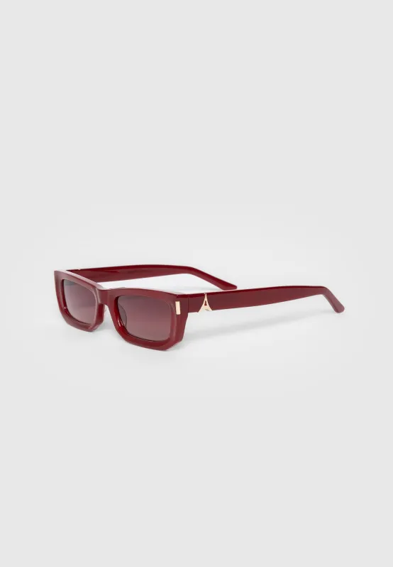 Milan - Curved-Frame Sunglasses - Red sold by Maniere De Voir