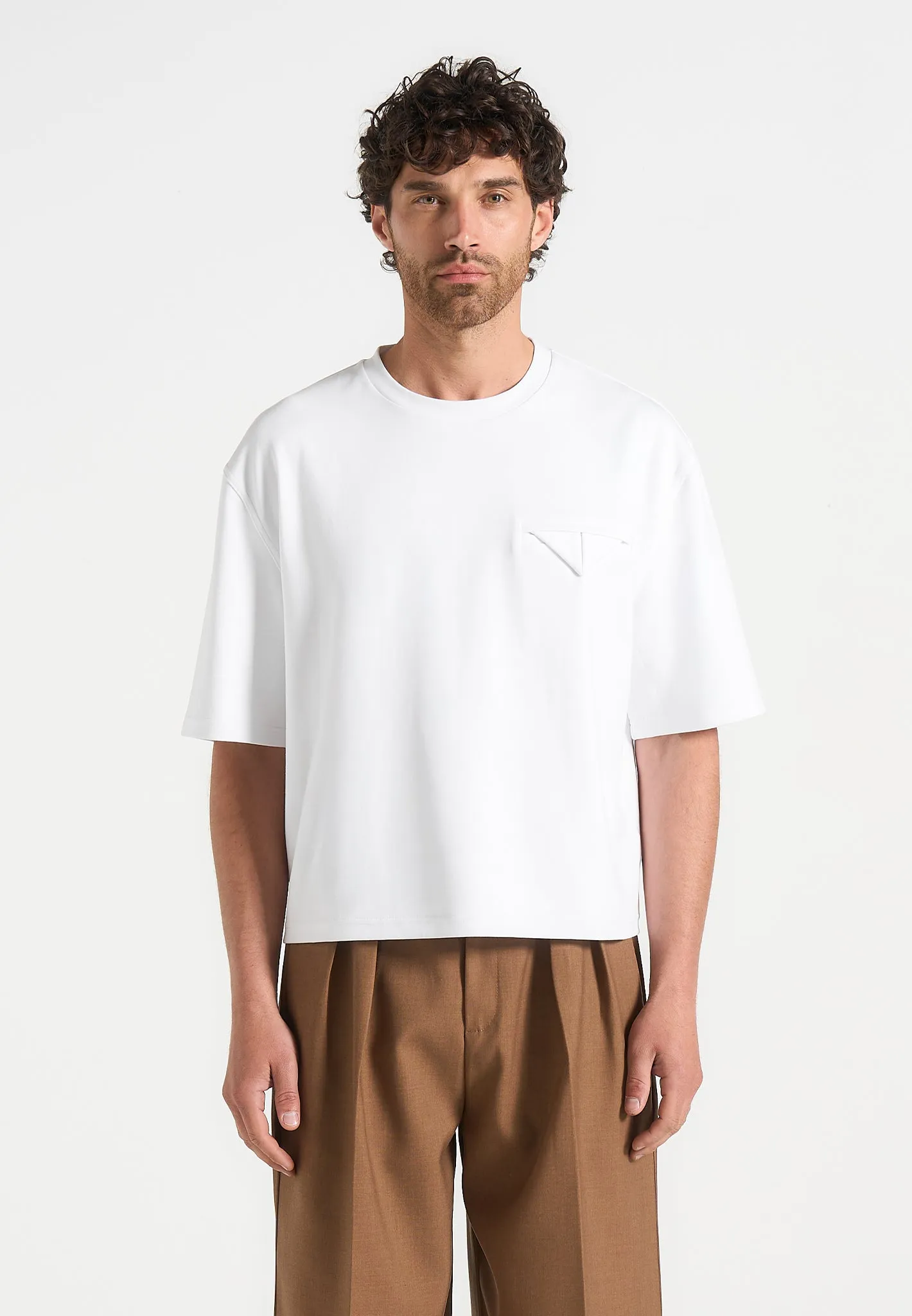 Leon - Boxy Cropped T-Shirt - White sold by Maniere De Voir product image thumbnail 2