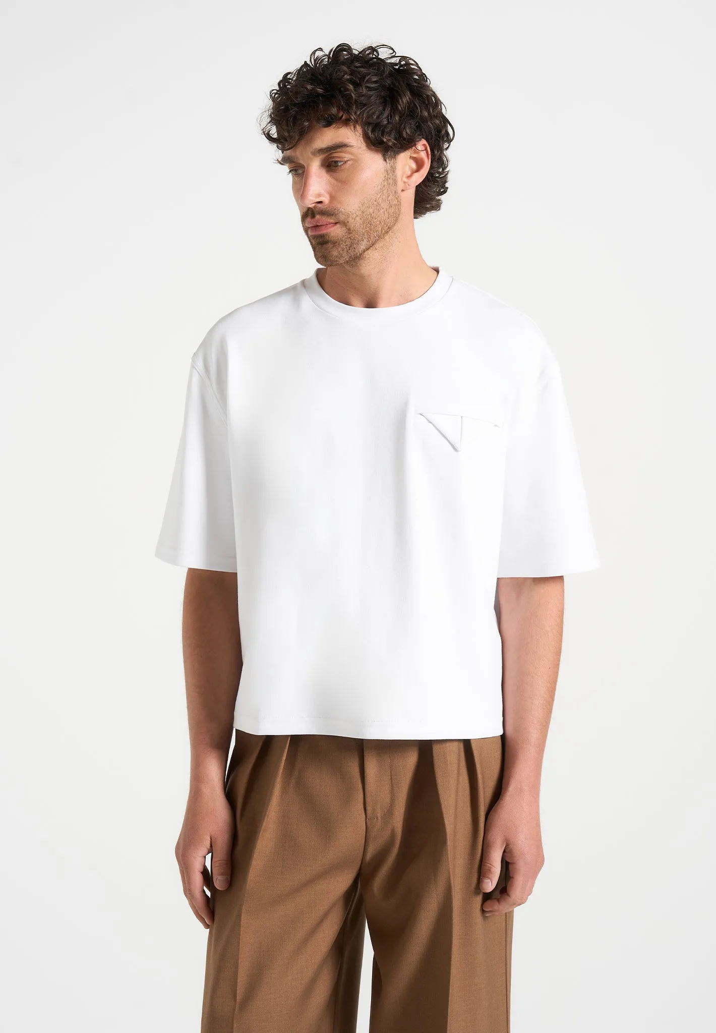 Leon - Boxy Cropped T-Shirt - White sold by Maniere De Voir product image thumbnail 4