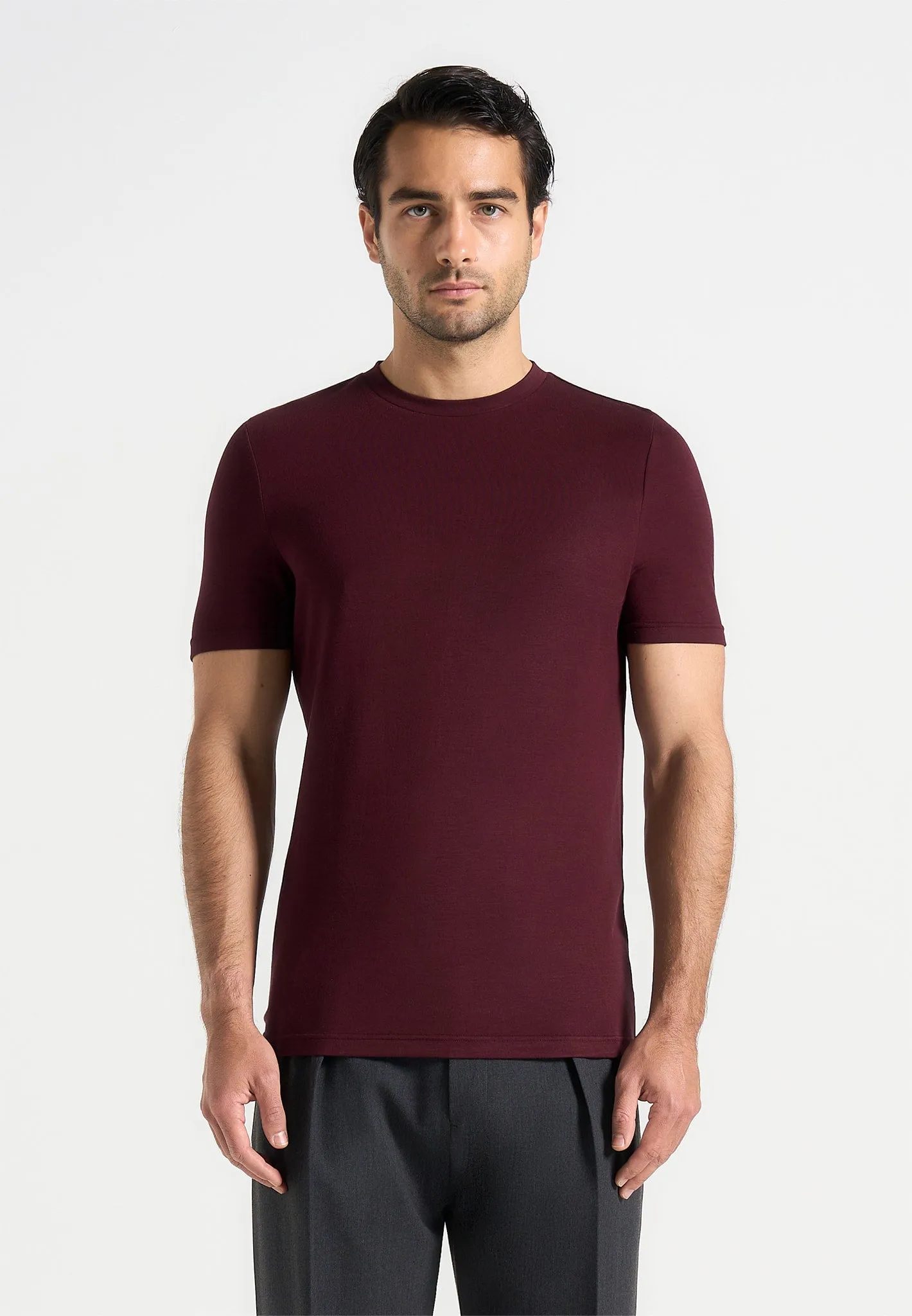Armand - Fitted Luxe T-Shirt - Wine Red sold by Maniere De Voir product image thumbnail 4