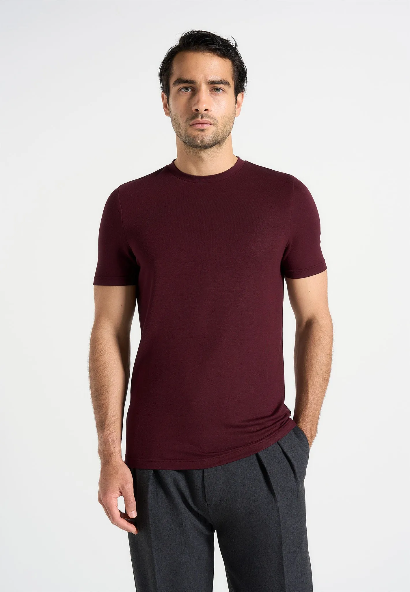 Armand - Fitted Luxe T-Shirt - Wine Red sold by Maniere De Voir product image thumbnail 2