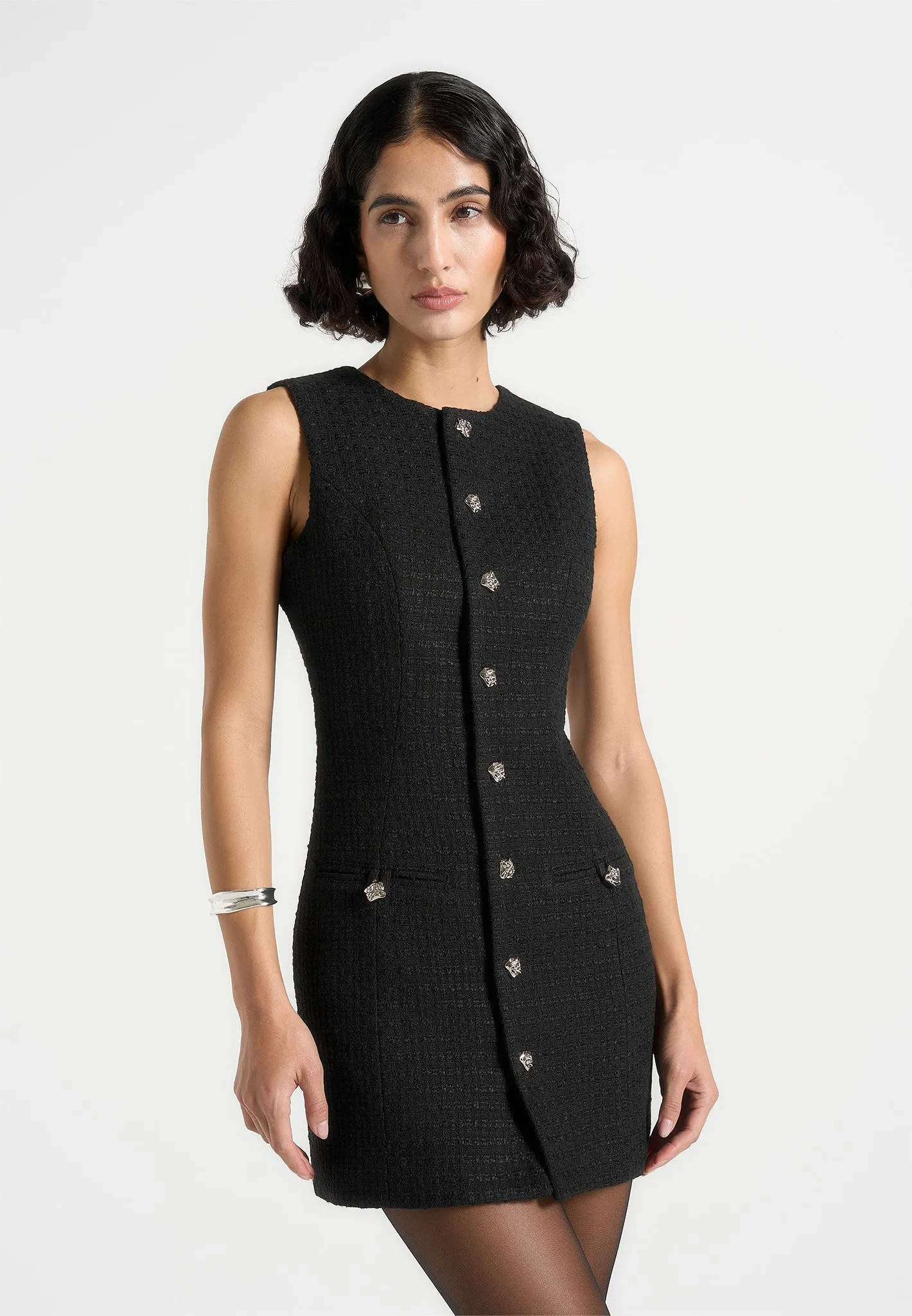 Nadine - Tweed Mini Dress - Black sold by Maniere De Voir product image thumbnail 2
