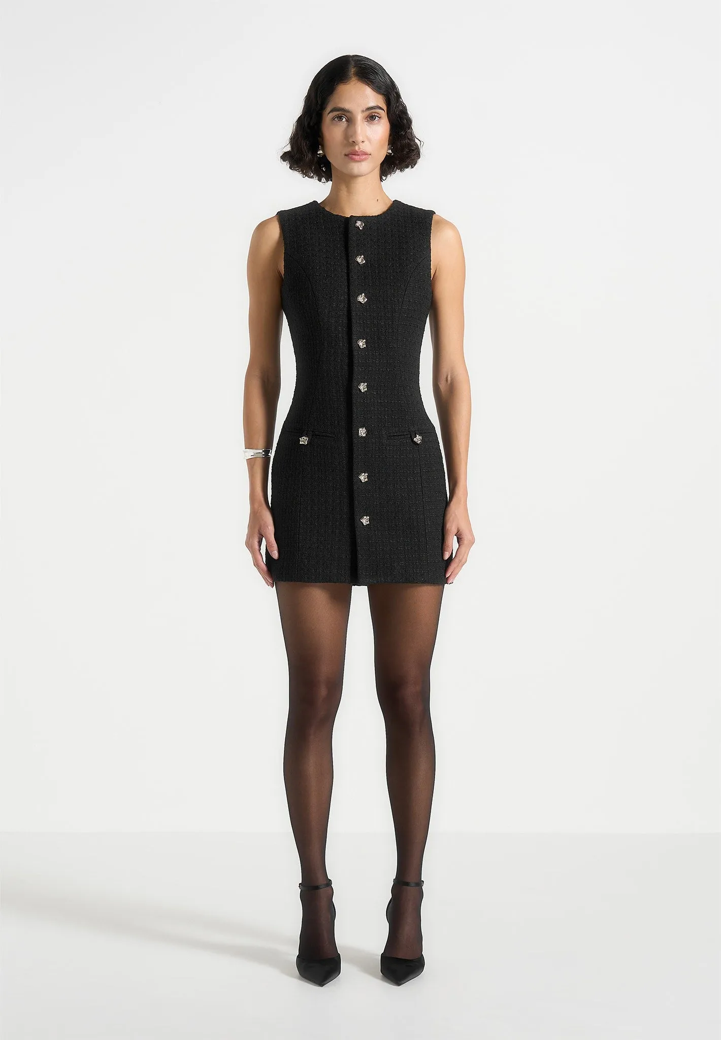 Nadine - Tweed Mini Dress - Black sold by Maniere De Voir product image thumbnail 4
