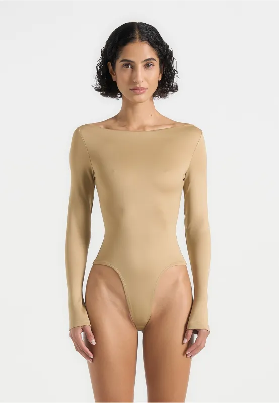 BS003 - Boat Neck Bodysuit - Beige made by Maniere De Voir