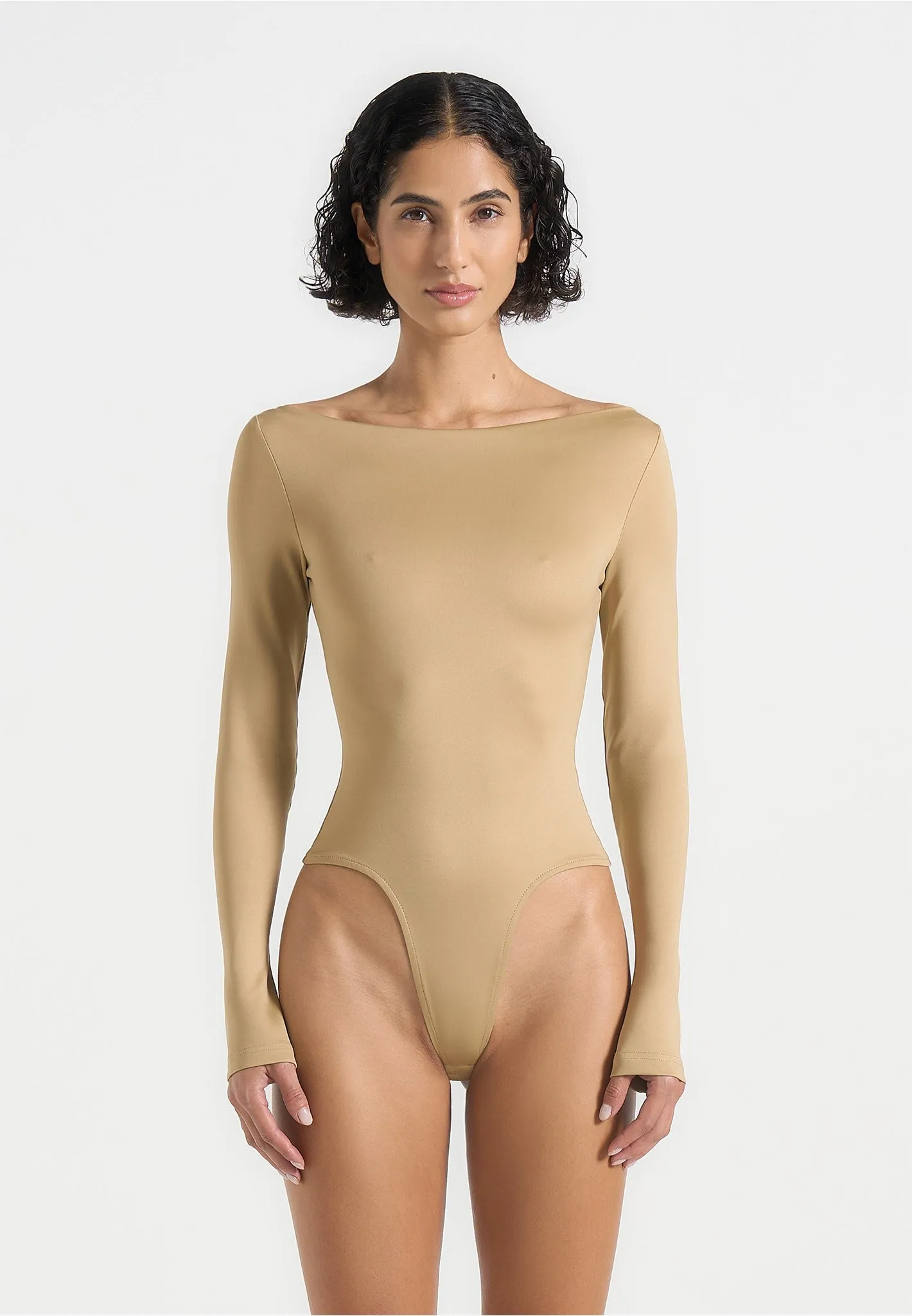 BS003 - Boat Neck Bodysuit - Beige sold by Maniere De Voir
