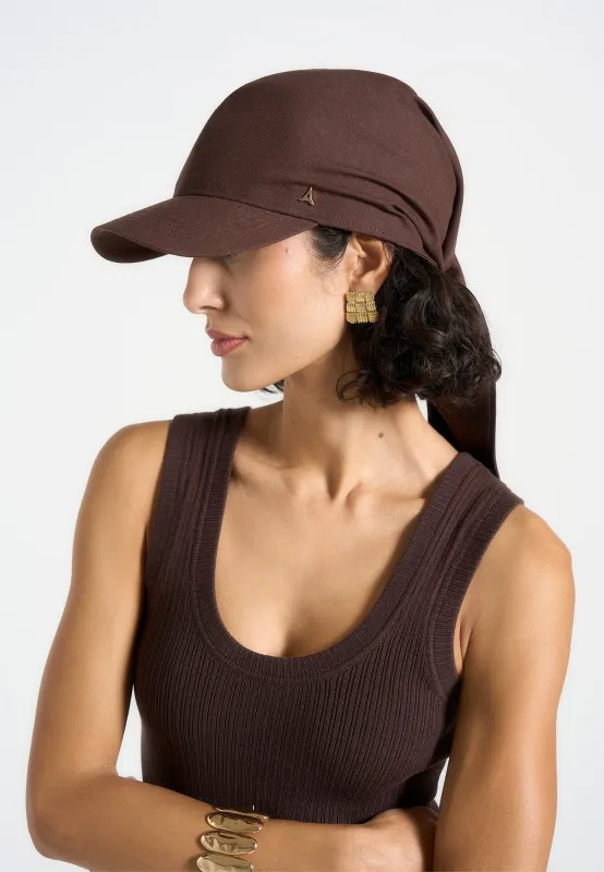 Arianne - Linen Bandana Cap - Brown sold by Maniere De Voir