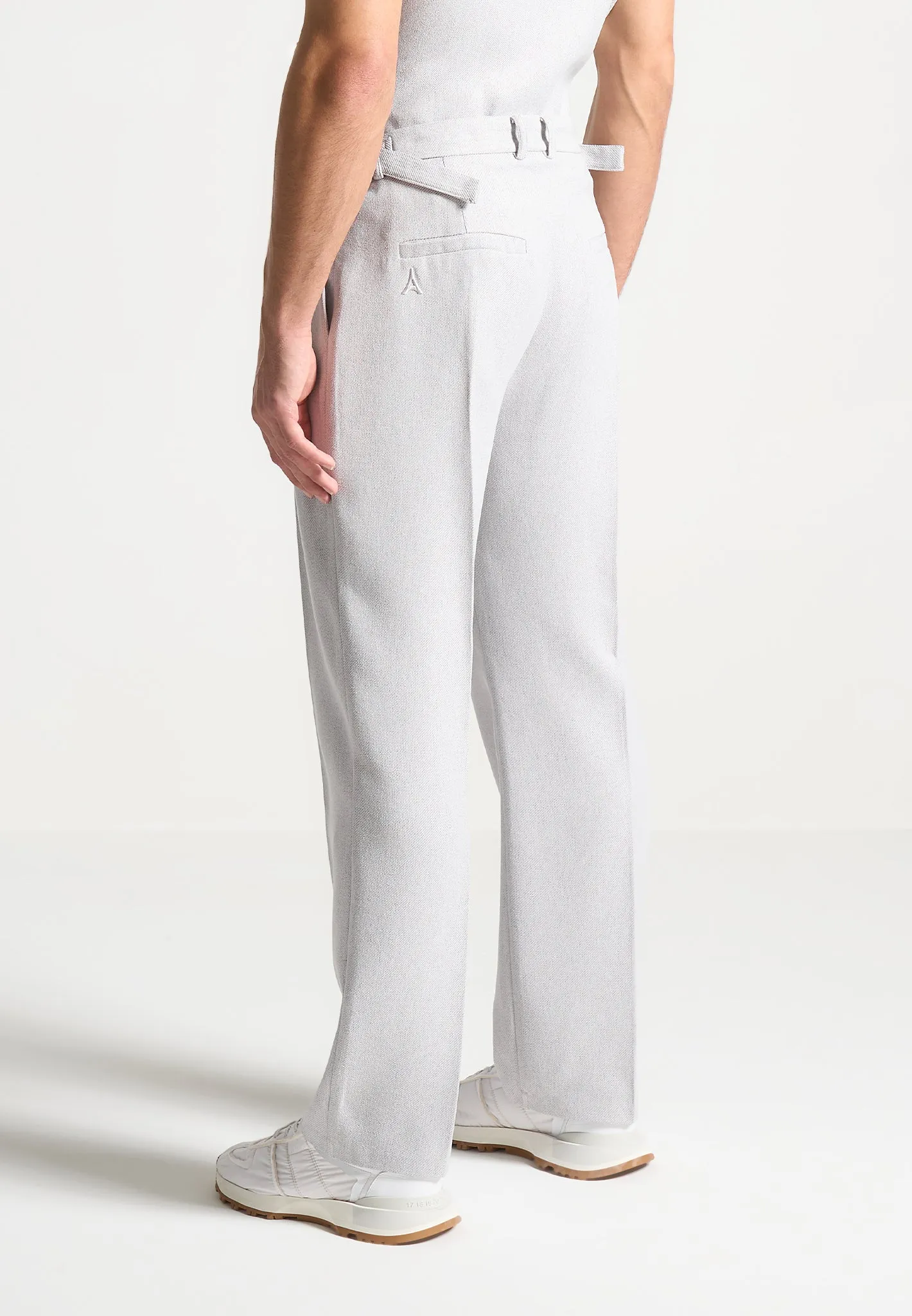 Pierre - Relaxed Fit Textured Pleated Tailored Trousers - Light Grey sold by Maniere De Voir product image thumbnail 5