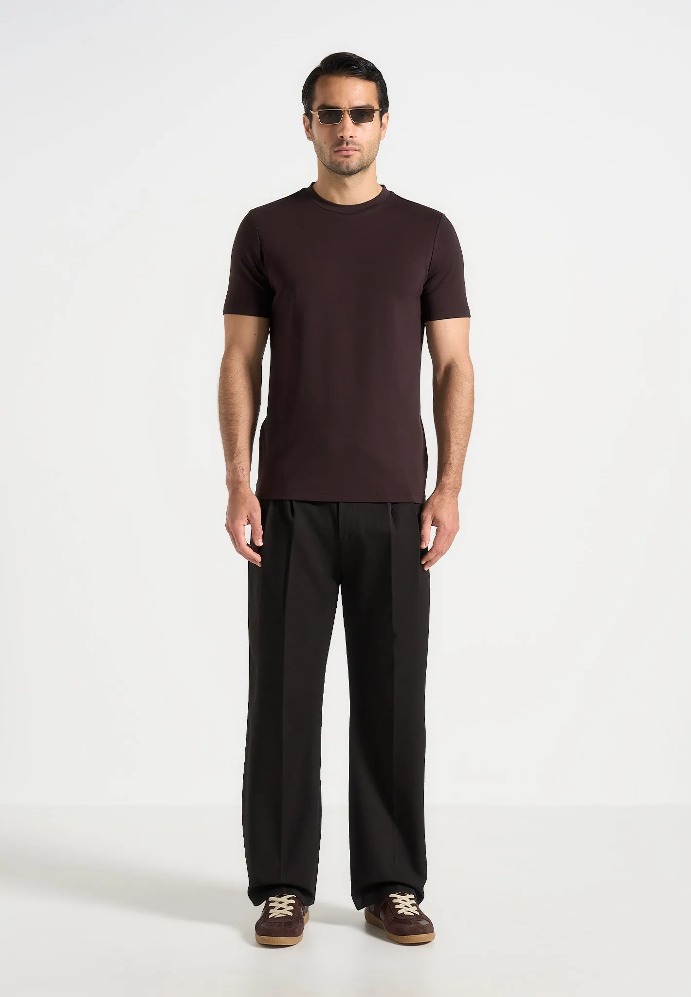 Pierre - Relaxed Fit Textured Pleated Tailored Trousers - Dark Brown sold by Maniere De Voir product image thumbnail 2