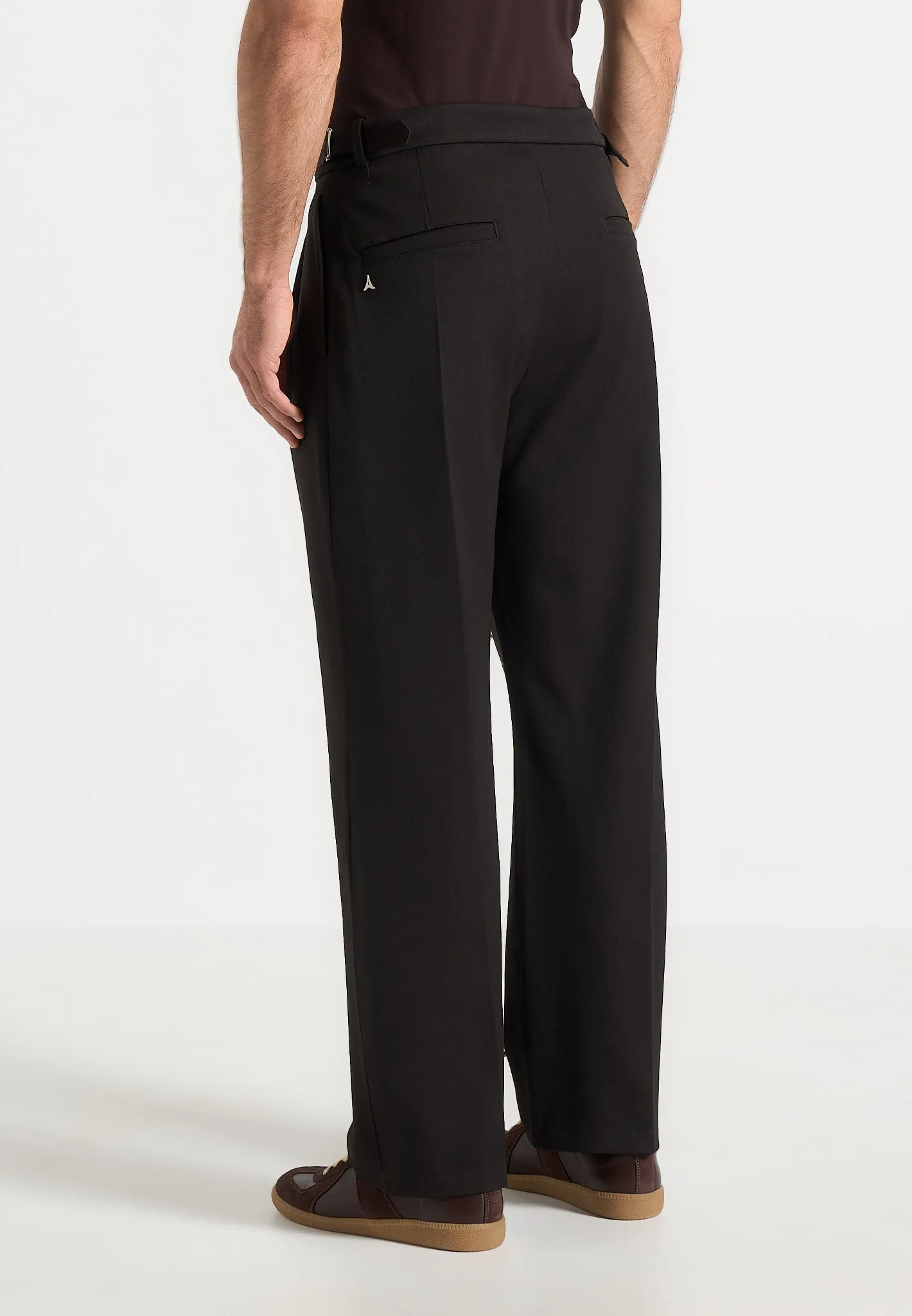 Pierre - Relaxed Fit Textured Pleated Tailored Trousers - Dark Brown sold by Maniere De Voir product image thumbnail 4