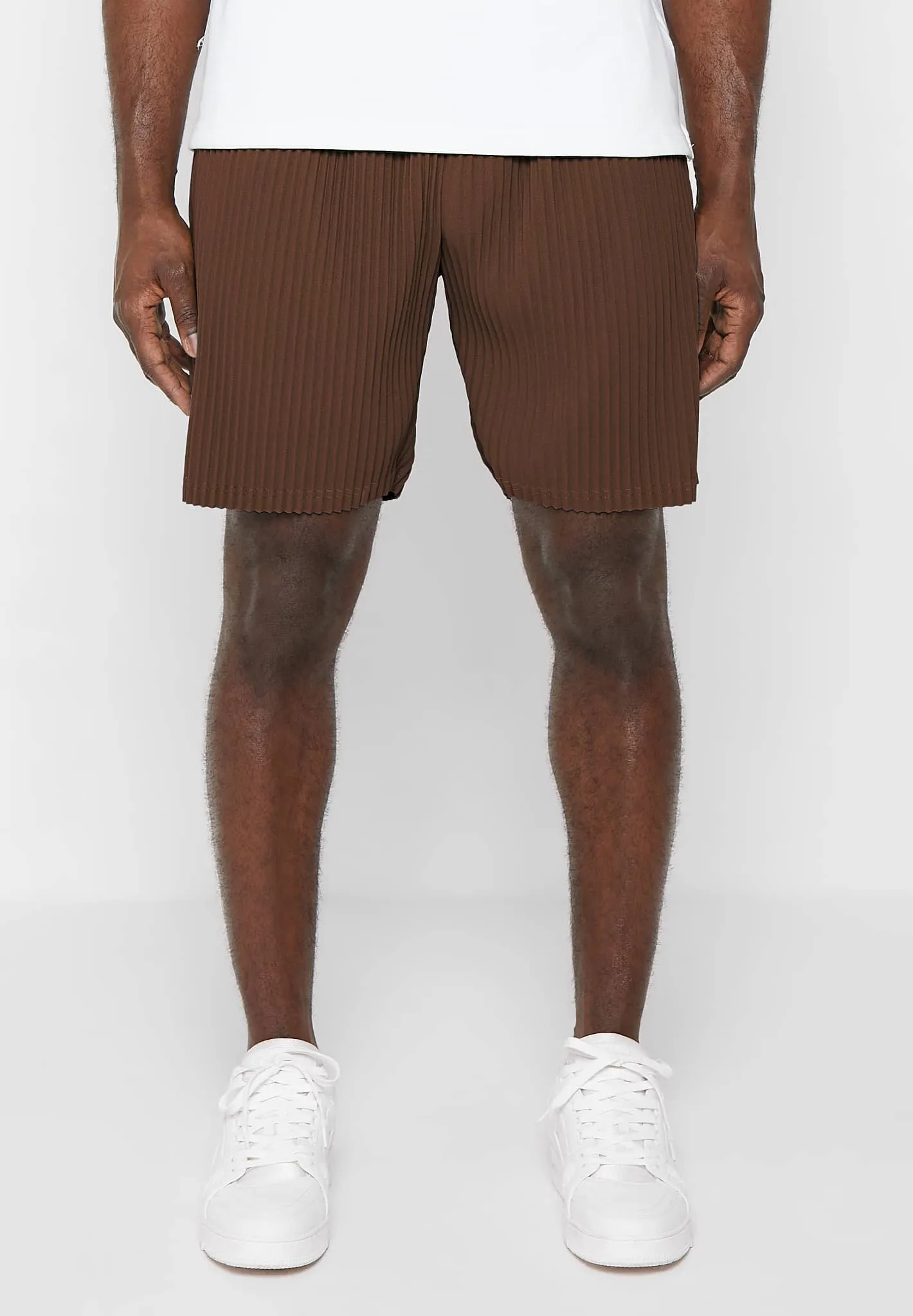 Pleated Shorts - Brown sold by Maniere De Voir product image thumbnail 3