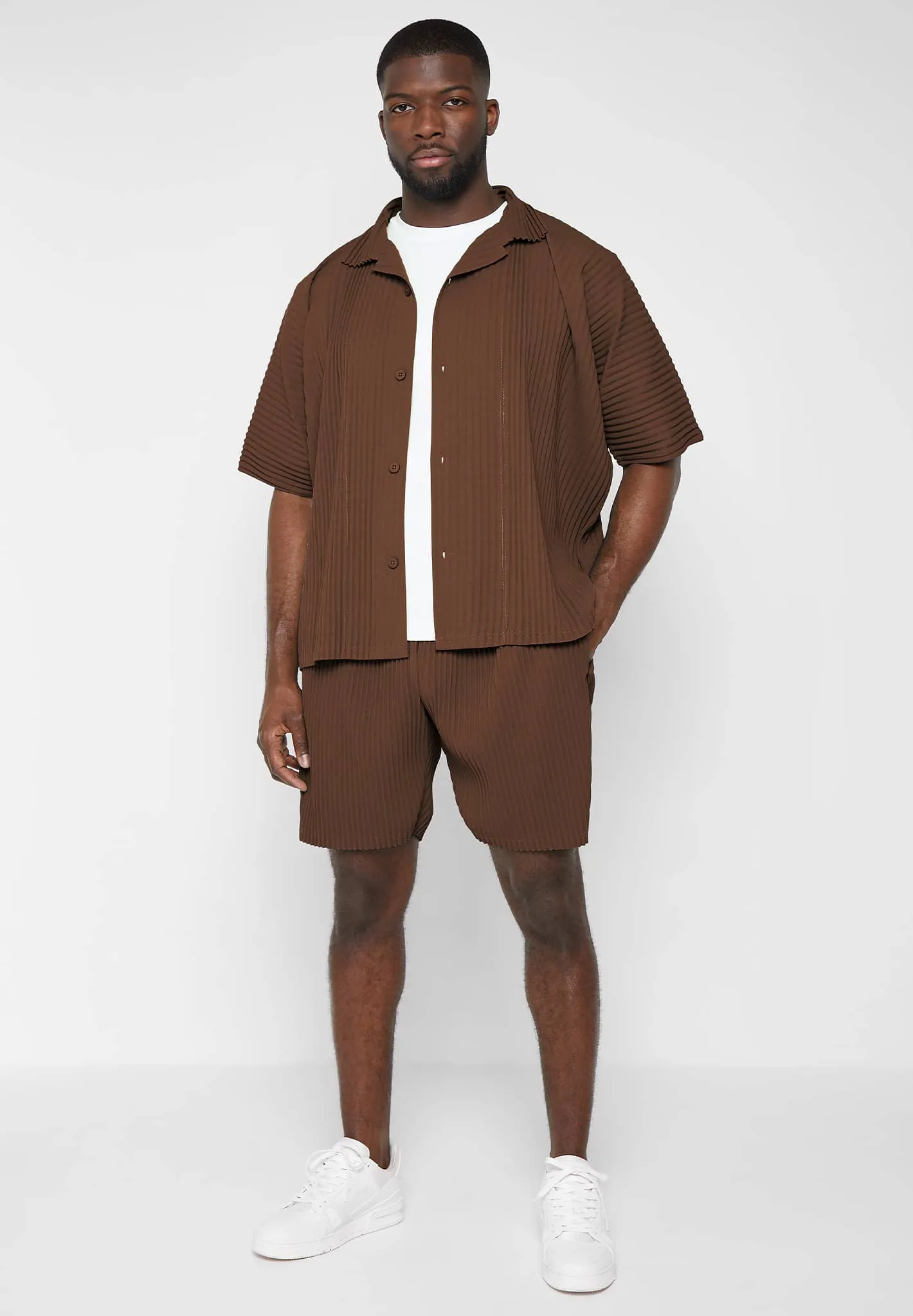 Pleated Shorts - Brown sold by Maniere De Voir product image thumbnail 2