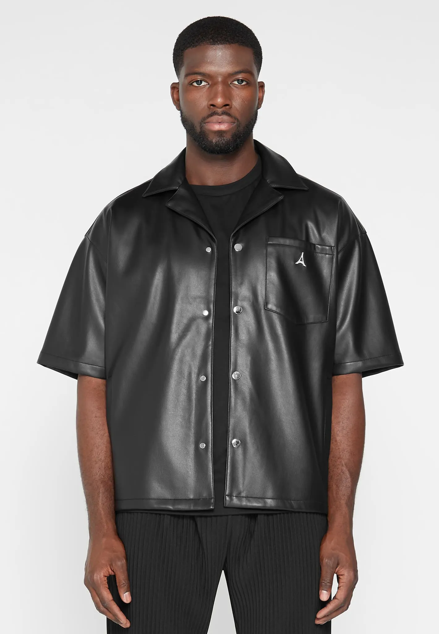 Leather Revere Shirt - Black sold by Maniere De Voir product image thumbnail 2