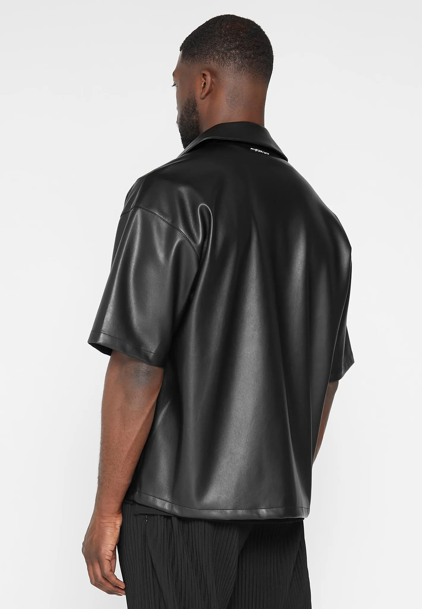 Leather Revere Shirt - Black sold by Maniere De Voir product image thumbnail 5