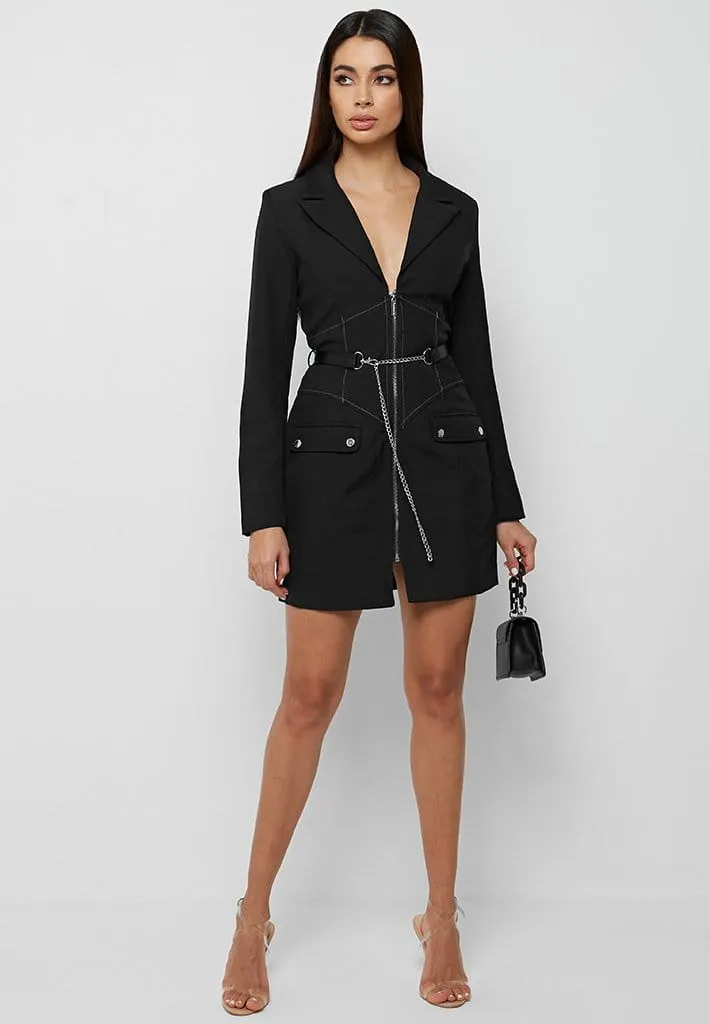 Corset Blazer Dress with Chain - Black sold by Maniere De Voir product image thumbnail 2