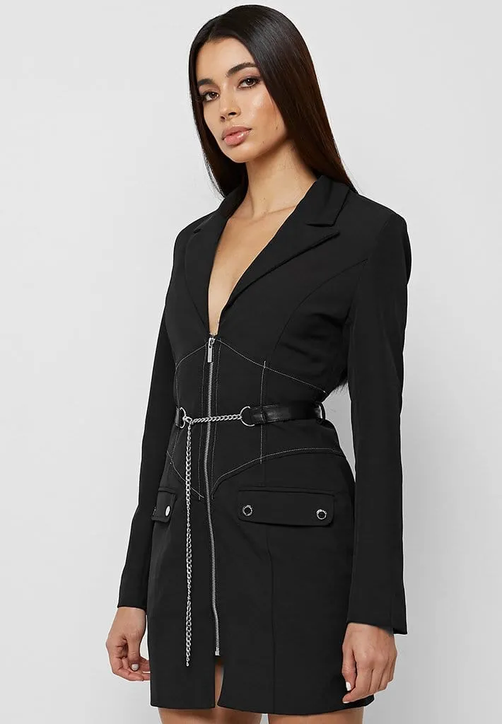 Corset Blazer Dress with Chain - Black sold by Maniere De Voir product image thumbnail 4
