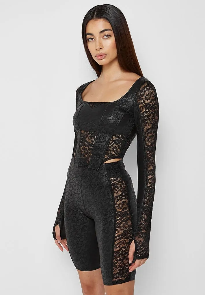 Leather & Lace Bustier Top - Black sold by Maniere De Voir product image thumbnail 5