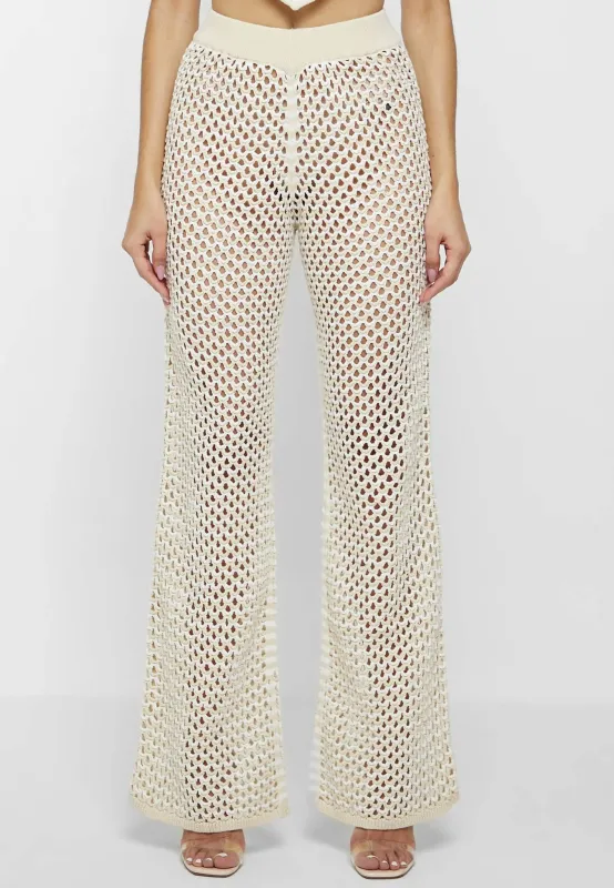 Crochet Trousers - Beige/Off White sold by Maniere De Voir
