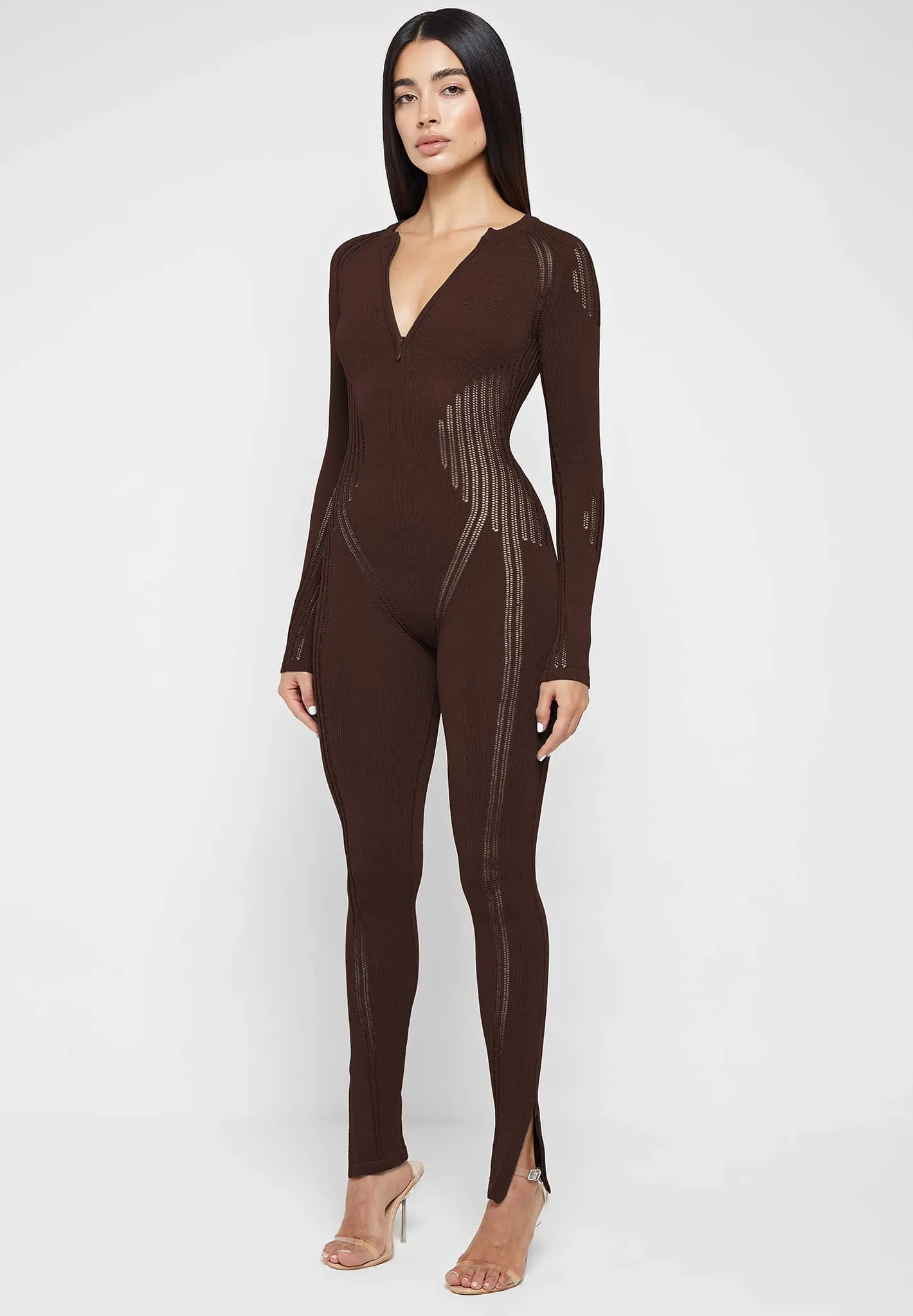 Knitted Contour Jumpsuit - Brown sold by Maniere De Voir product image thumbnail 3