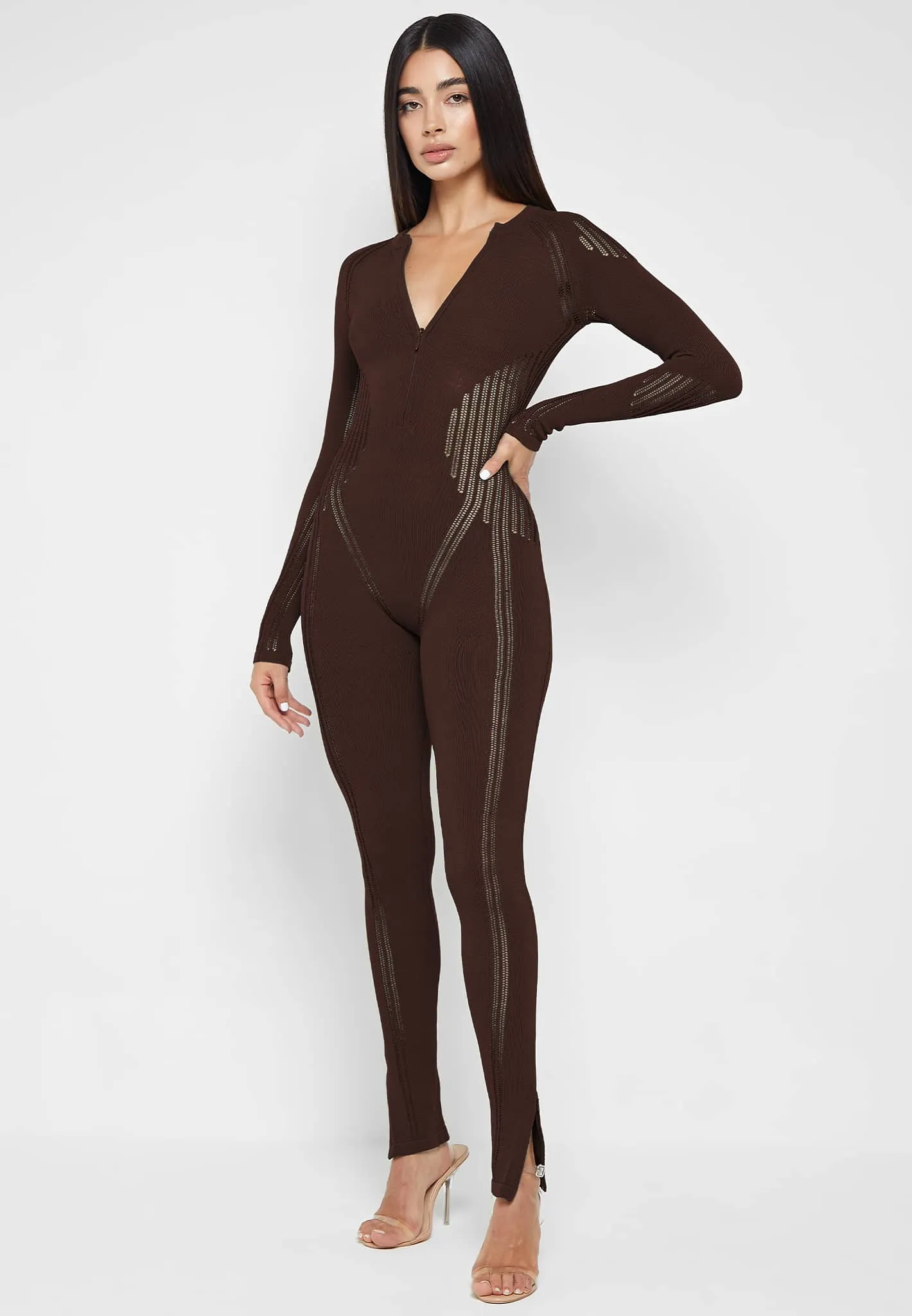 Knitted Contour Jumpsuit - Brown sold by Maniere De Voir product image thumbnail 2