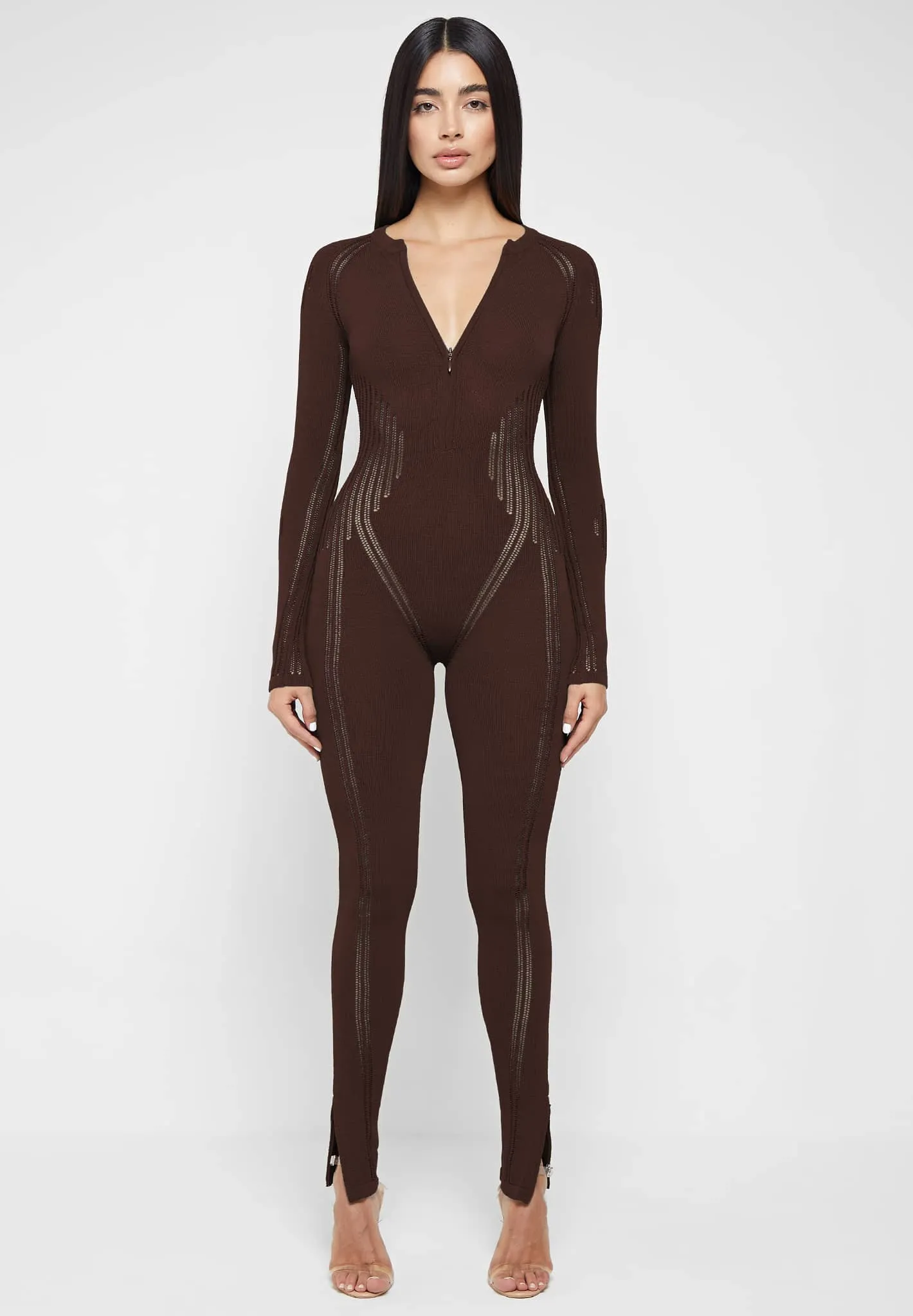 Knitted Contour Jumpsuit - Brown sold by Maniere De Voir