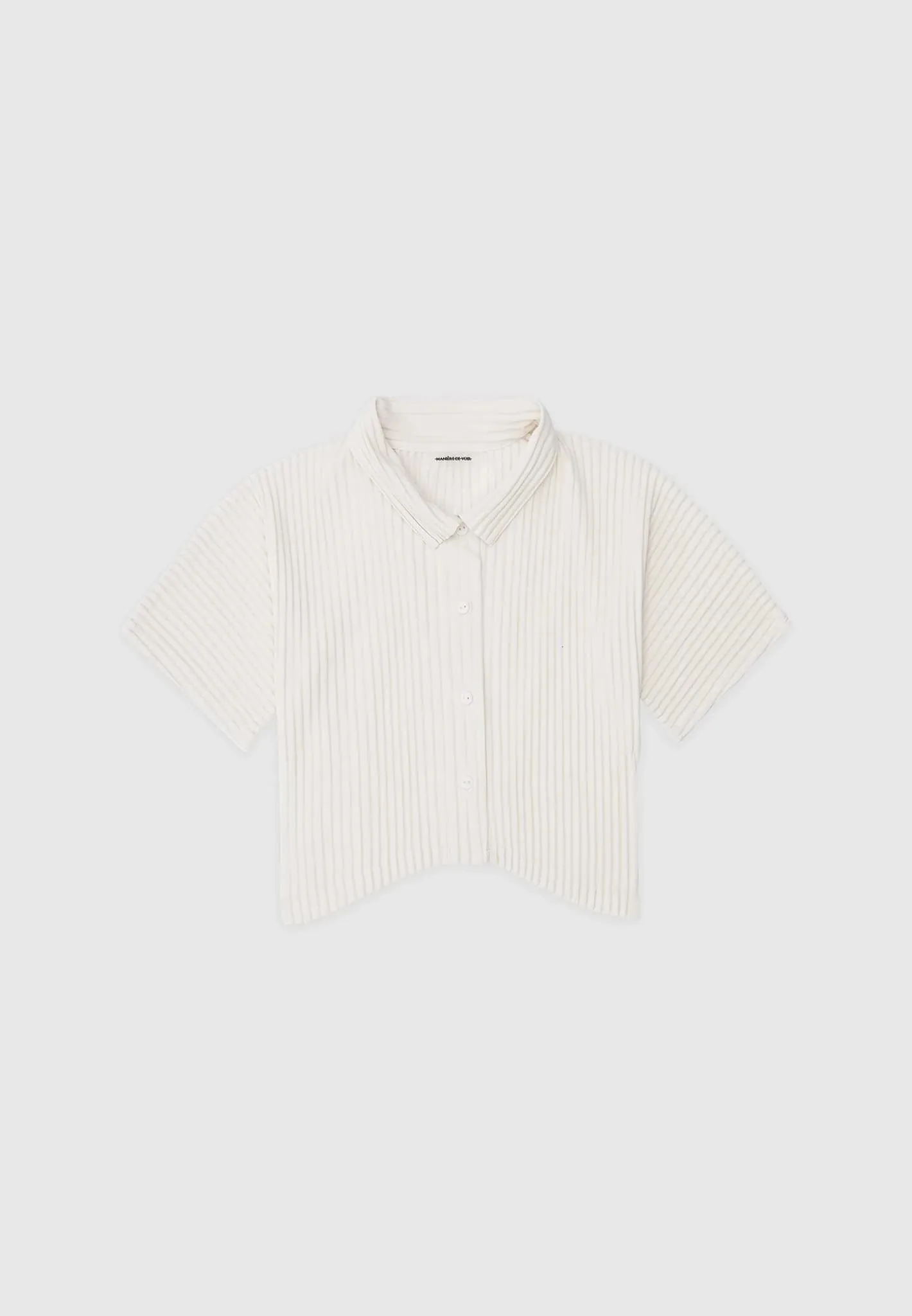 Pleated Curved Hem Shirt - Cream sold by Maniere De Voir product image thumbnail 5