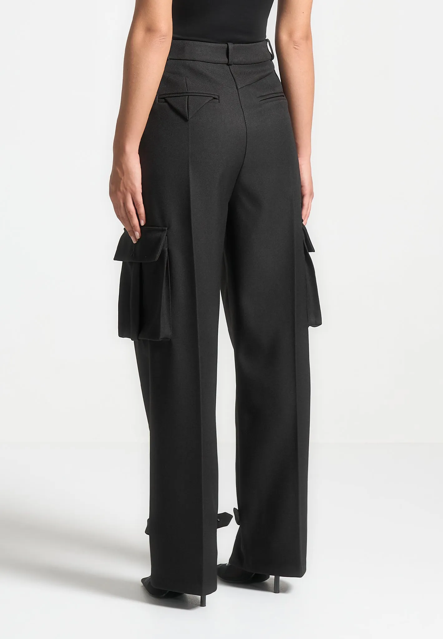 Tailored Pleated Cargo Trousers - Black sold by Maniere De Voir product image thumbnail 4