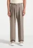 Pierre - Relaxed Fit Textured Pleated Tailored Trousers - Taupe sold by Maniere De Voir