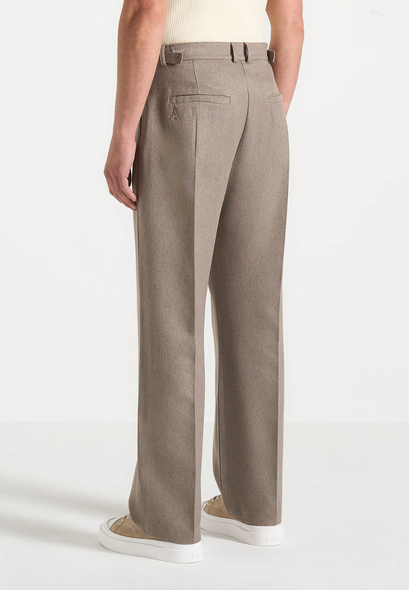 Pierre - Relaxed Fit Textured Pleated Tailored Trousers - Taupe sold by Maniere De Voir product image thumbnail 3