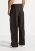 Lior - Box Pleat Hatched Wide Leg Trousers - Dark Brown sold by Maniere De Voir