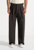 Lior - Box Pleat Hatched Wide Leg Trousers - Dark Brown sold by Maniere De Voir