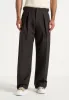 Lior - Box Pleat Hatched Wide Leg Trousers - Dark Brown sold by Maniere De Voir