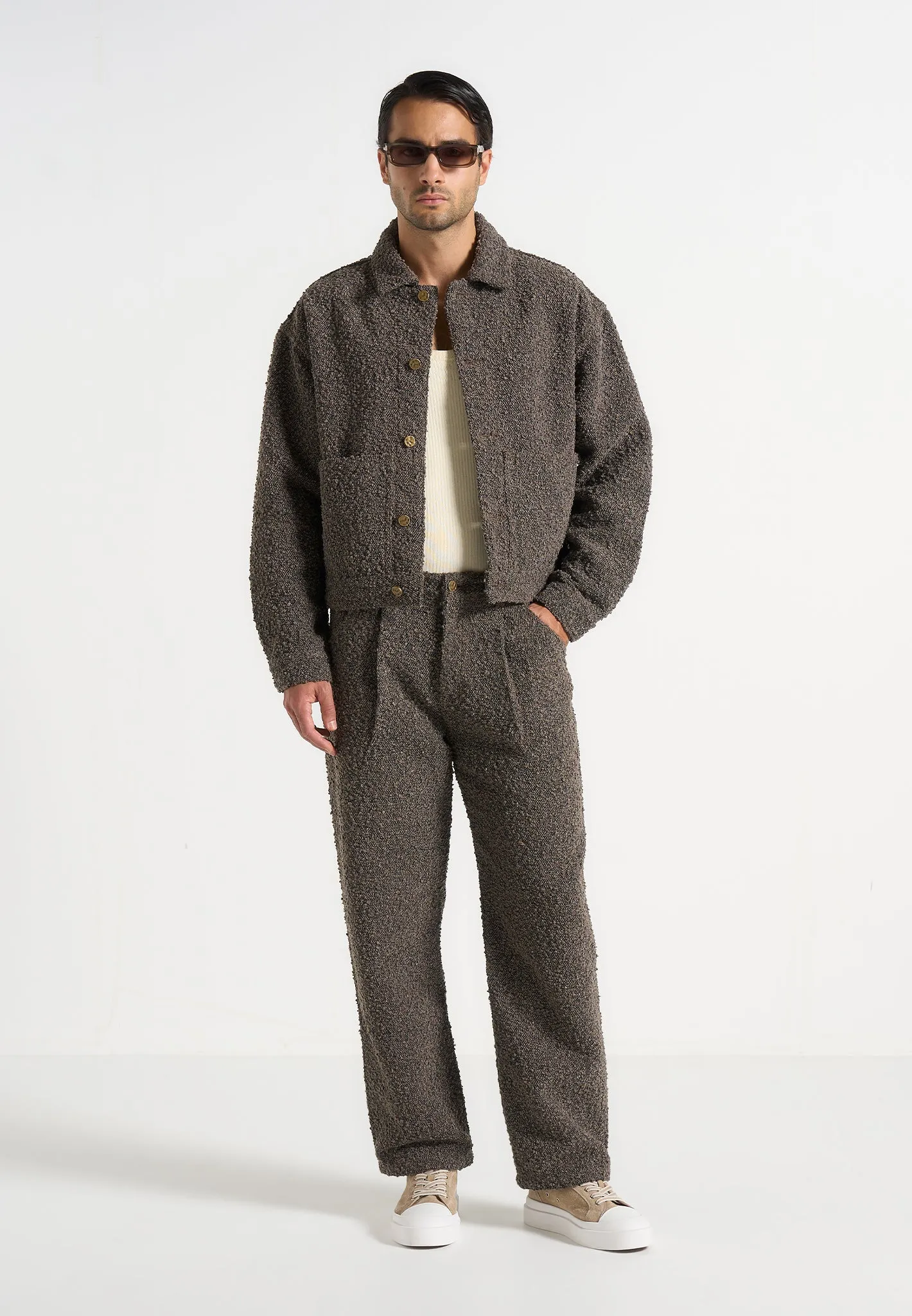 Damien - Boucle Jacket With Back Pleat - Brown sold by Maniere De Voir