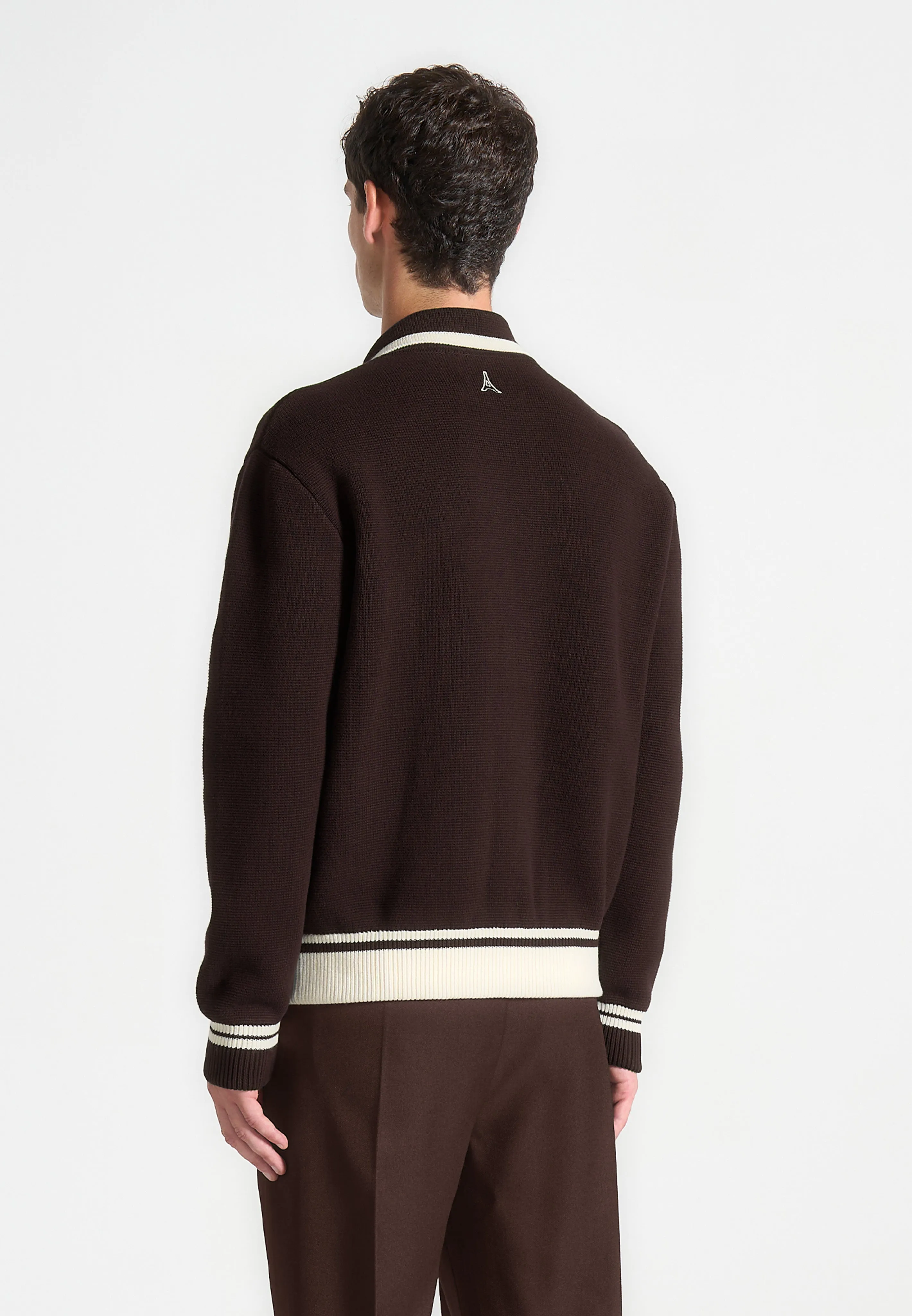 Julien - Classic Combed Cotton Knit Cardigan - Brown sold by Maniere De Voir product image thumbnail 3