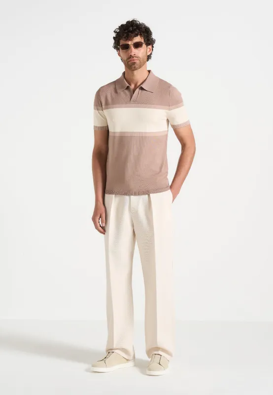 Enzo - Colour Block Polo Top - Taupe sold by Maniere De Voir