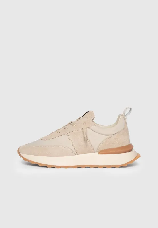 Monaco - Suede and Nylon Runner - Cream sold by Maniere De Voir